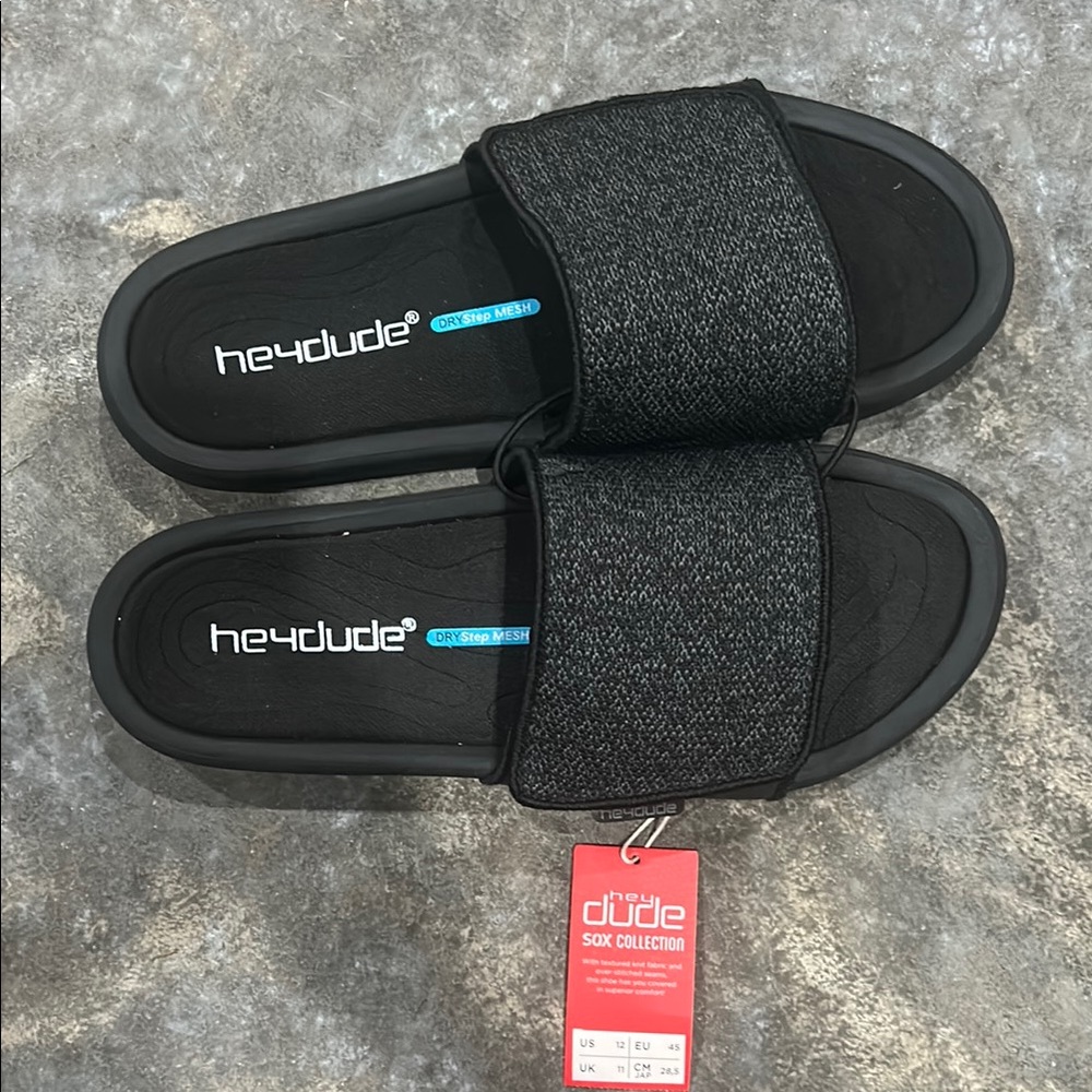 Hey Dude Black Slide Sandals